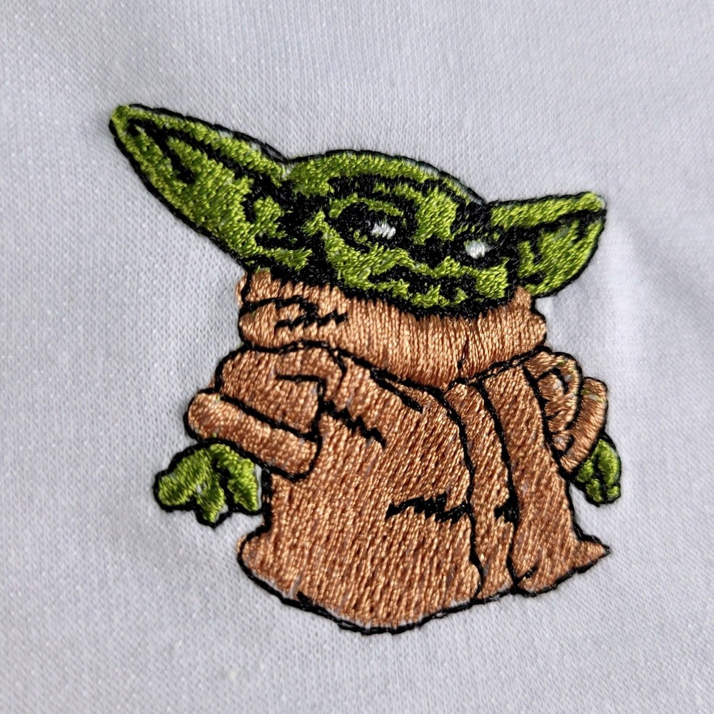 New Star Wars Hoodie Sweatshirt Large White Grogu Baby Yoda Embroidered NWT